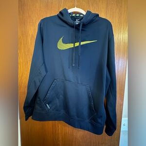 Nike Men's Black Sweater with Yellow Swoosh